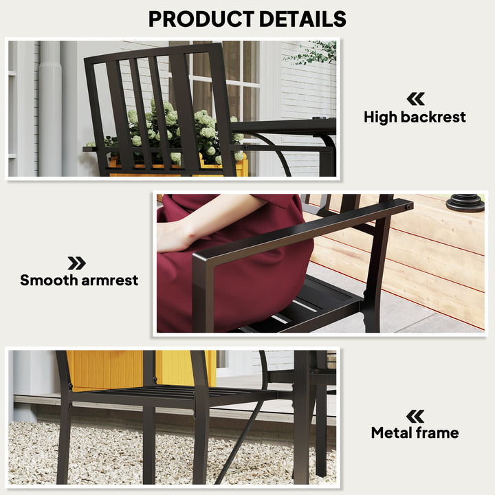 Set of Two Minimal Metal Garden Chairs - Black