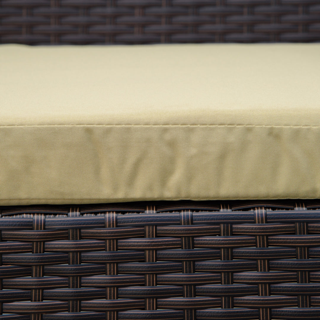 MCL 3 pcs PE Rattan Wicker Garden Furniture Patio Bistro Set Weave Conservatory Sofa Coffee Table and Chairs Set Beige