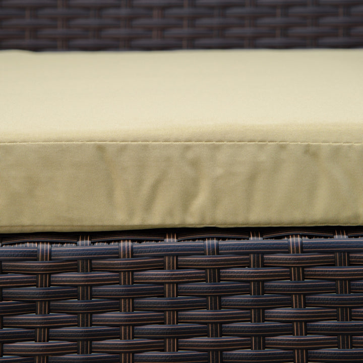 MCL 3 pcs PE Rattan Wicker Garden Furniture Patio Bistro Set Weave Conservatory Sofa Coffee Table and Chairs Set Beige