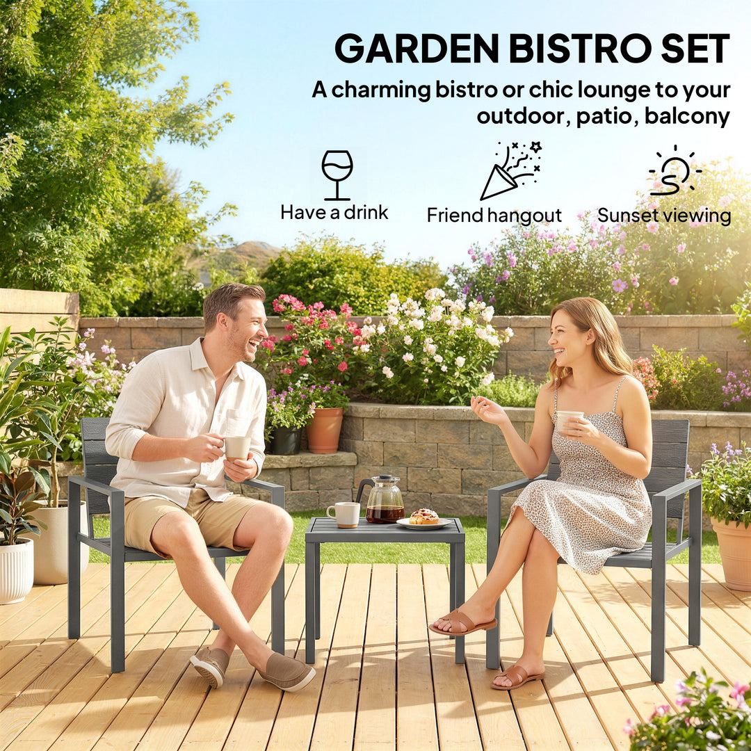 3 Pieces Garden Bistro Set for 2, Outdoor Bistro Table and Chairs with