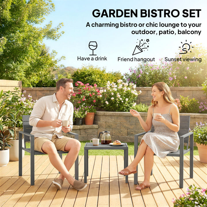 3 Pieces Garden Bistro Set for 2, Outdoor Bistro Table and Chairs with