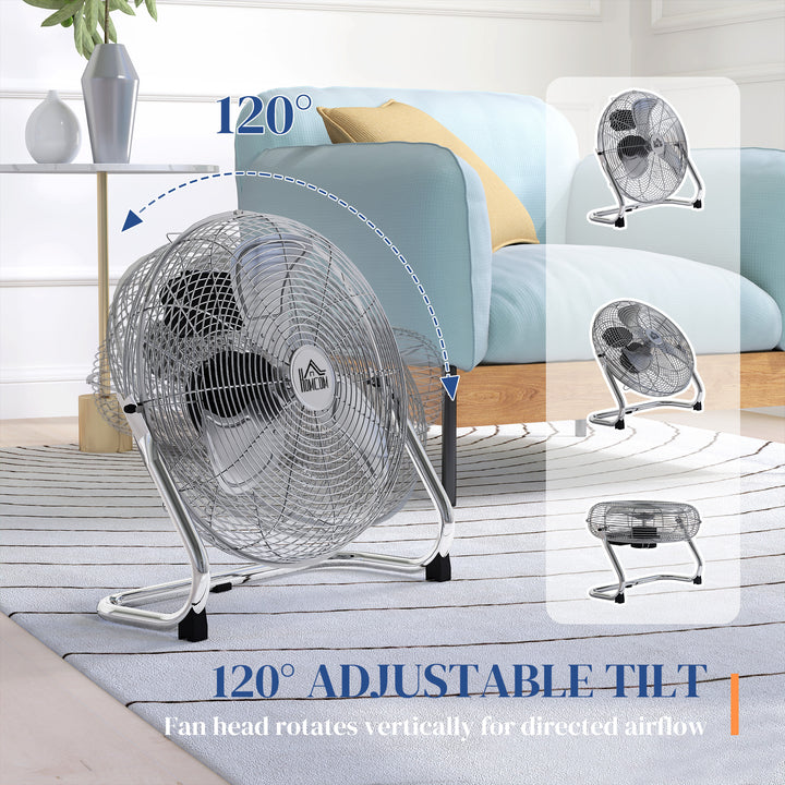 Metal Desk Fan with 3 Speeds & 120° Adjustable Tilt - Silver