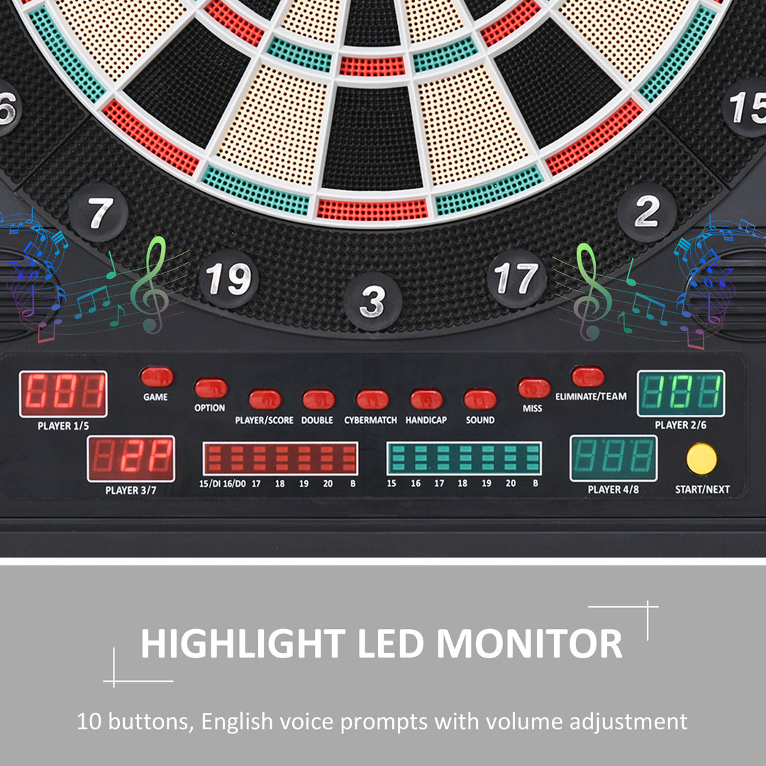 Electronic Dartboard Set, 27 Games Modes and 202 Variations, LED & 12 Soft Tip Darts and Cabinet to Storage, Ready-to-Play Multi-Game Option Darts Machine