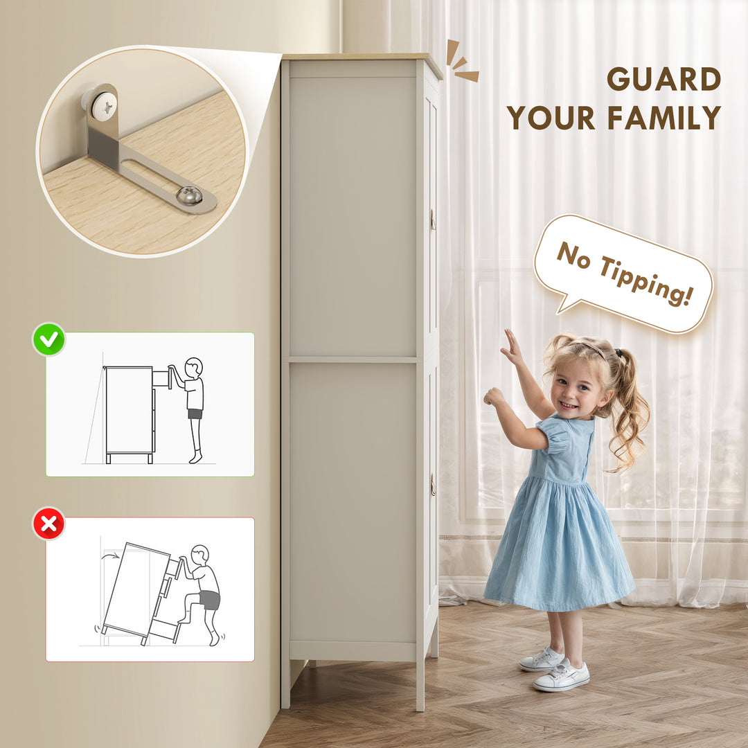 176.5 cm Tall Pantry Cupboard with Motion Sensor LED Light - White
