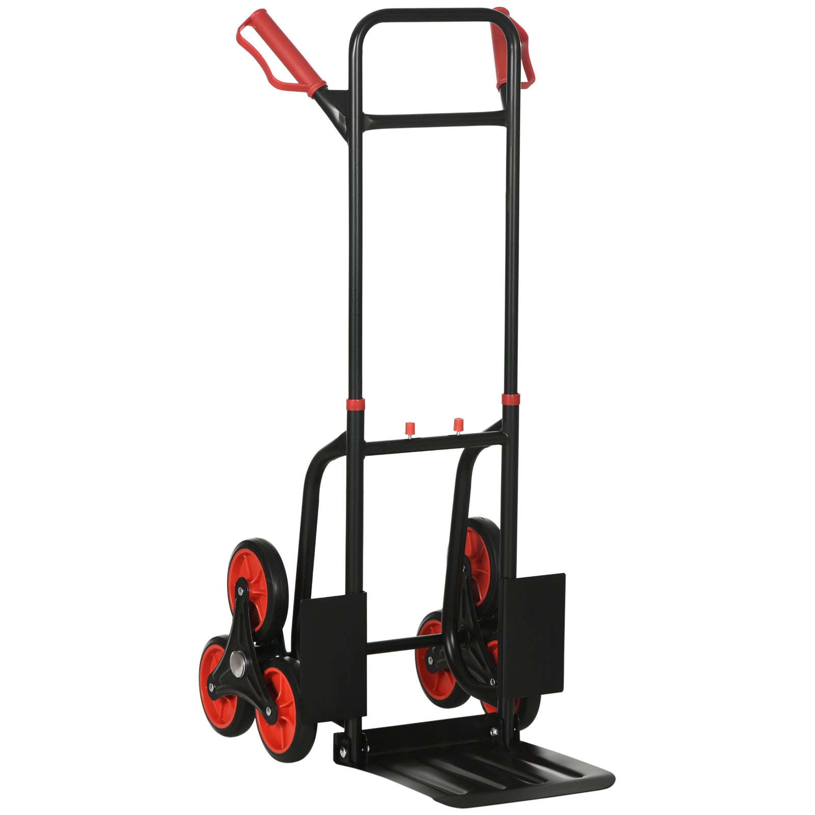 Steel Folding Hand Truck, Heavy Duty Foldable Trolley on Wheels, Multi-Purpose Sack Truck Moving Trolley, 120kg, Red