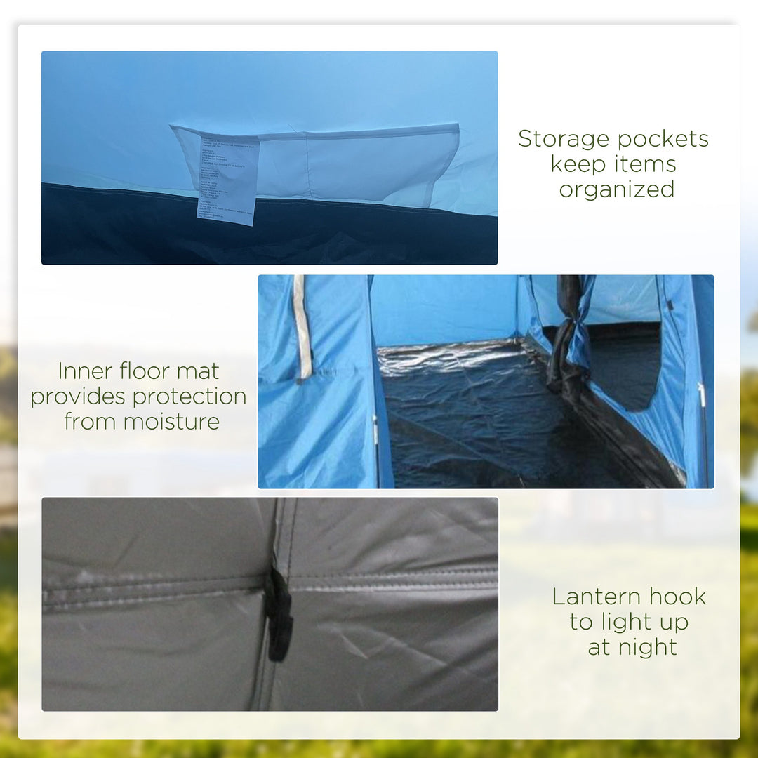 5-6 Man Camping Tent with 2 Room, Floor and Carry Bag - Blue