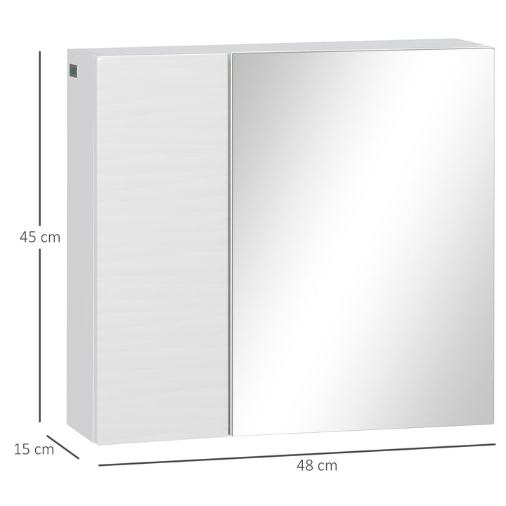Bathroom Cabinet with Mirror, Double Door Wall Mounted Storage Cupboard Organizer with Adjustable Shelves, White
