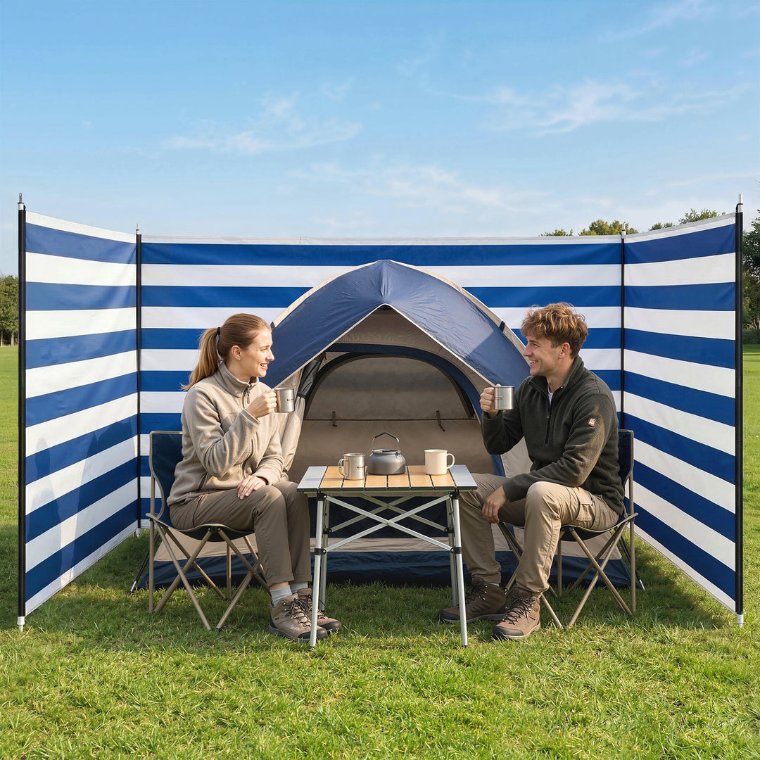 4 Pole Camping Windbreaks, Beach Wind Shield Shelter with Carry Bag an