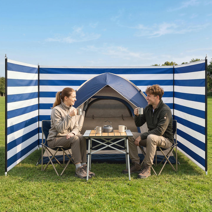 4 Pole Camping Windbreaks, Beach Wind Shield Shelter with Carry Bag an