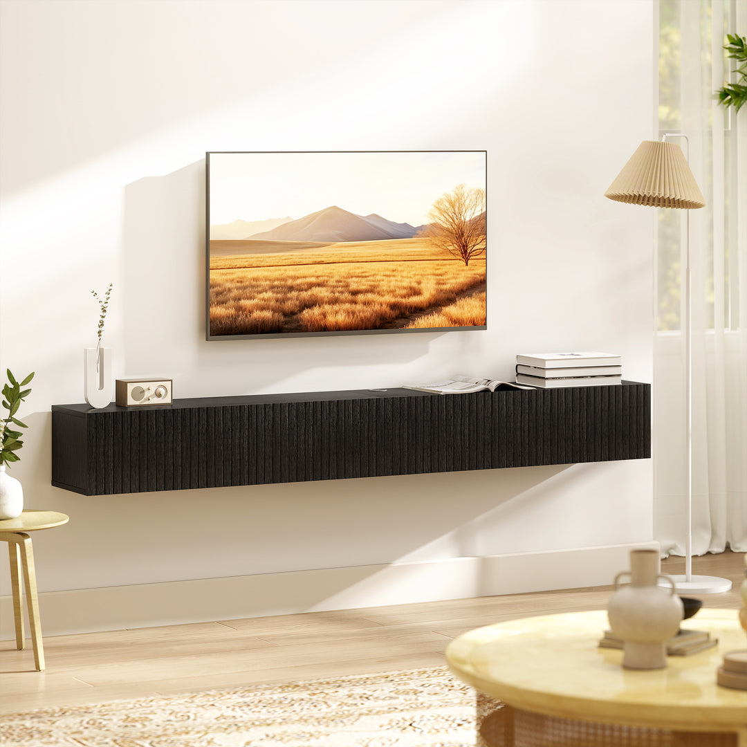 180cm Floating TV Stand, Wall Mount TV Unit with Cable Management Hole