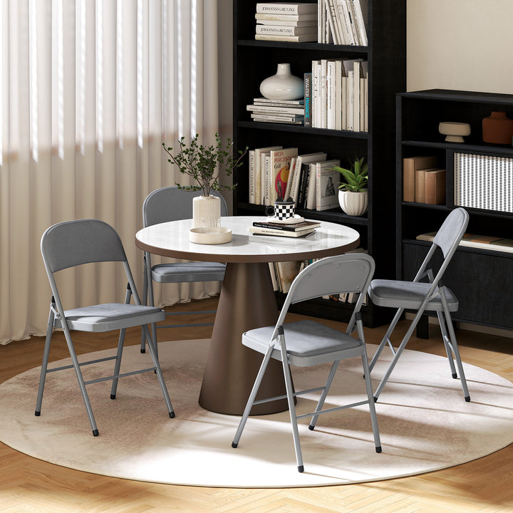 4 Pack Folding Chairs with Padded Seats, Velvet Portable Party Chairs 