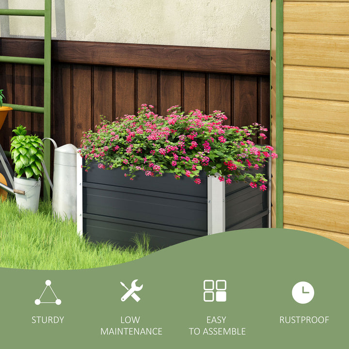 108L Raised Garden Bed, Galvanized Steel Elevated Planter Box w/ Installation Gloves for Backyard, Patio to Grow Vegetables, Herbs, and Flowers, 66 x 47 x 40cm, Grey