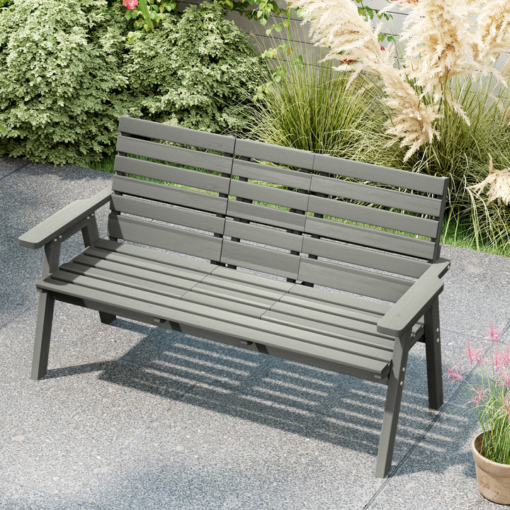 Fir Wood Convertible 2 to 3 Seater Outdoor Garden Bench Grey
