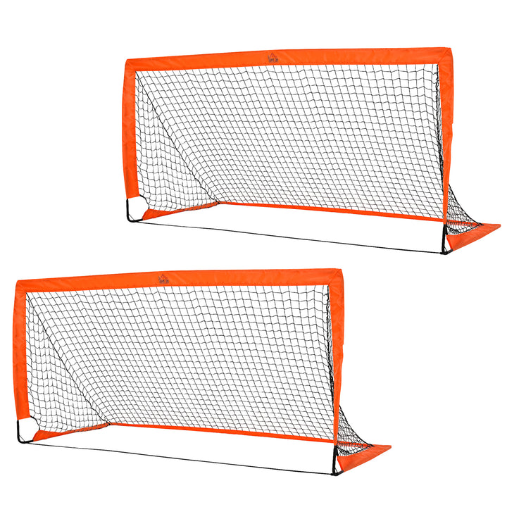 HOMCOM Outdoor Folding Football Goal, Tetoron Mesh, Orange, Ideal for Garden and Park Play | Aosom UK