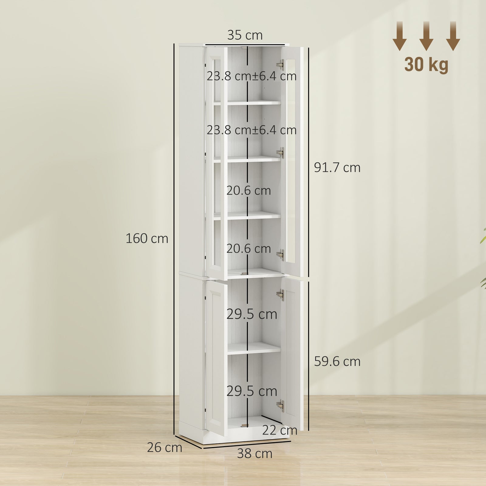 Tall Bathroom Storage Cabinet, 6-Tier Slim Bathroom Cabinet with Adjus