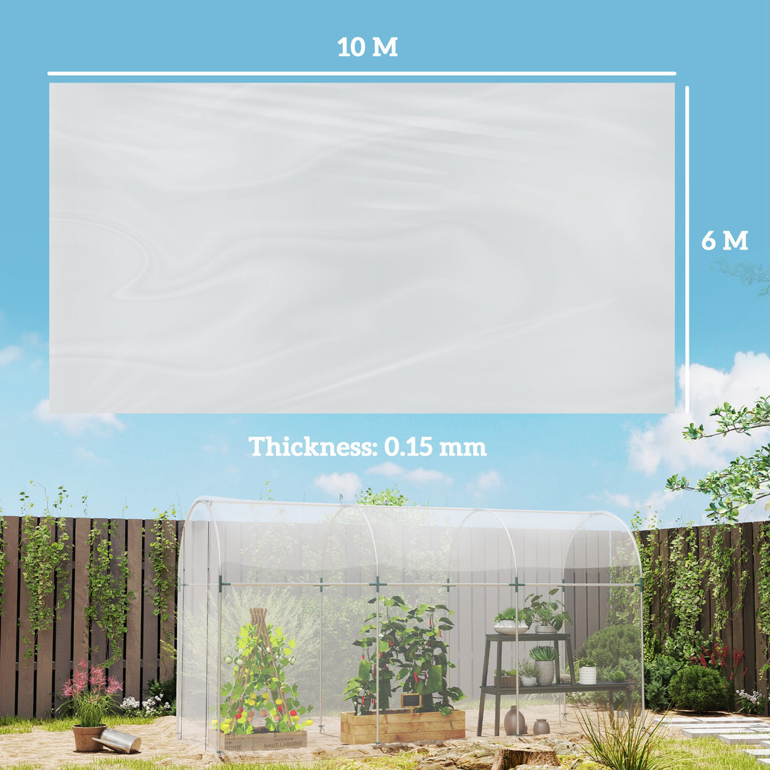 6 X 10m Heavy Duty (150um/6mil) Polypropylene Greenhouse Cover Replacement, UV Resistant Waterproof Plastic Polytunnel Cover, Clear