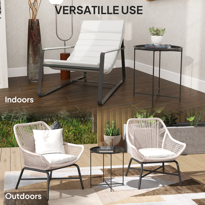 Steel Removable Tray Top Garden Table - Black