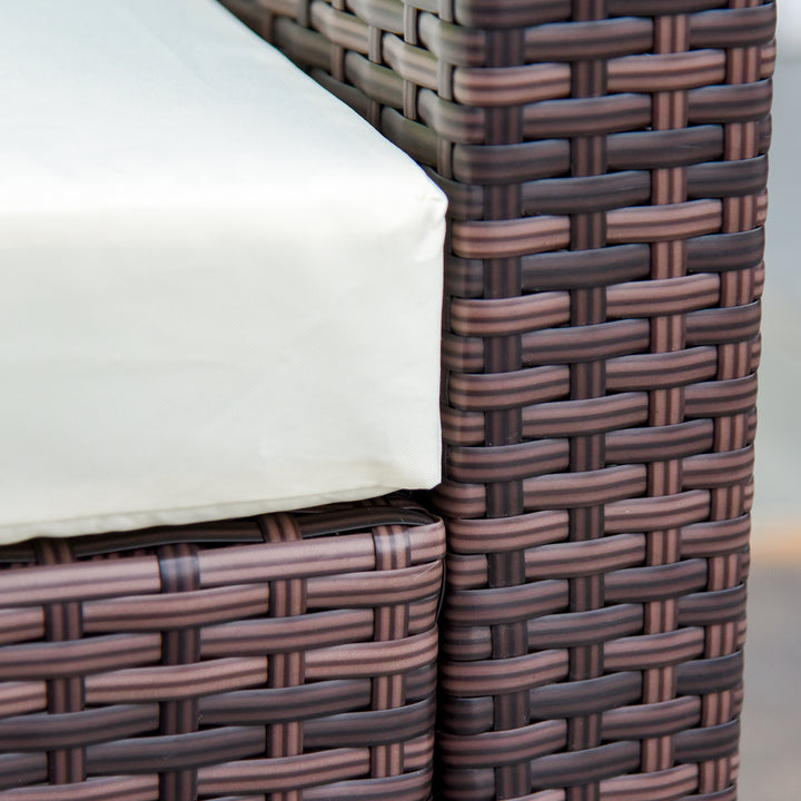 4-Seater Rattan Sofa Set Garden Outdoor Sectional Sofa Coffee Table Combo Patio Furniture-Brown