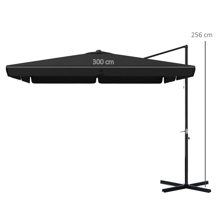 3m Cantilever Parasol, with Four-Position Canopy - Grey