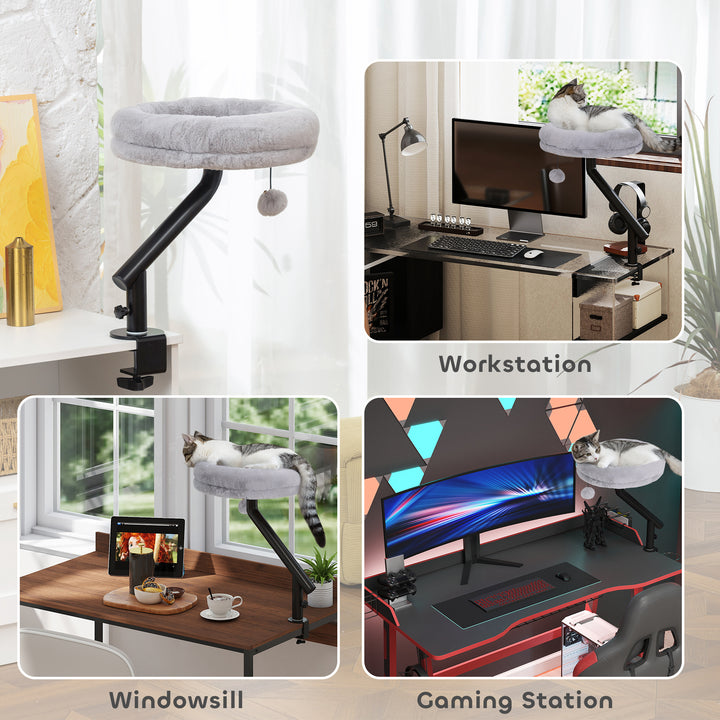 Cat Desk Bed, Cat Hammock 360° Rotatable Adjustable for Window, Table,