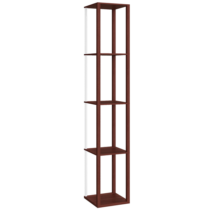 RGB LED Floor Lamp with Shelves, Modern Dimmable Standing Lamp with Remote Control, Adjustable Brightness & Speed for Living Room, Bedroom, Office, Brown