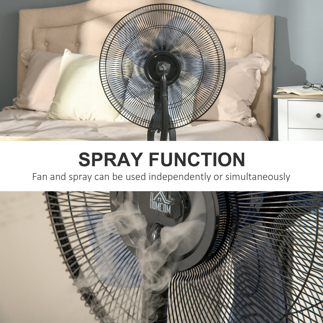 HOMCOM Pedestal Fan with Water Mist Spray, Standing Fan, Humidifying Misting Fan with 3 Speeds, 2.8L Water Tank, Black