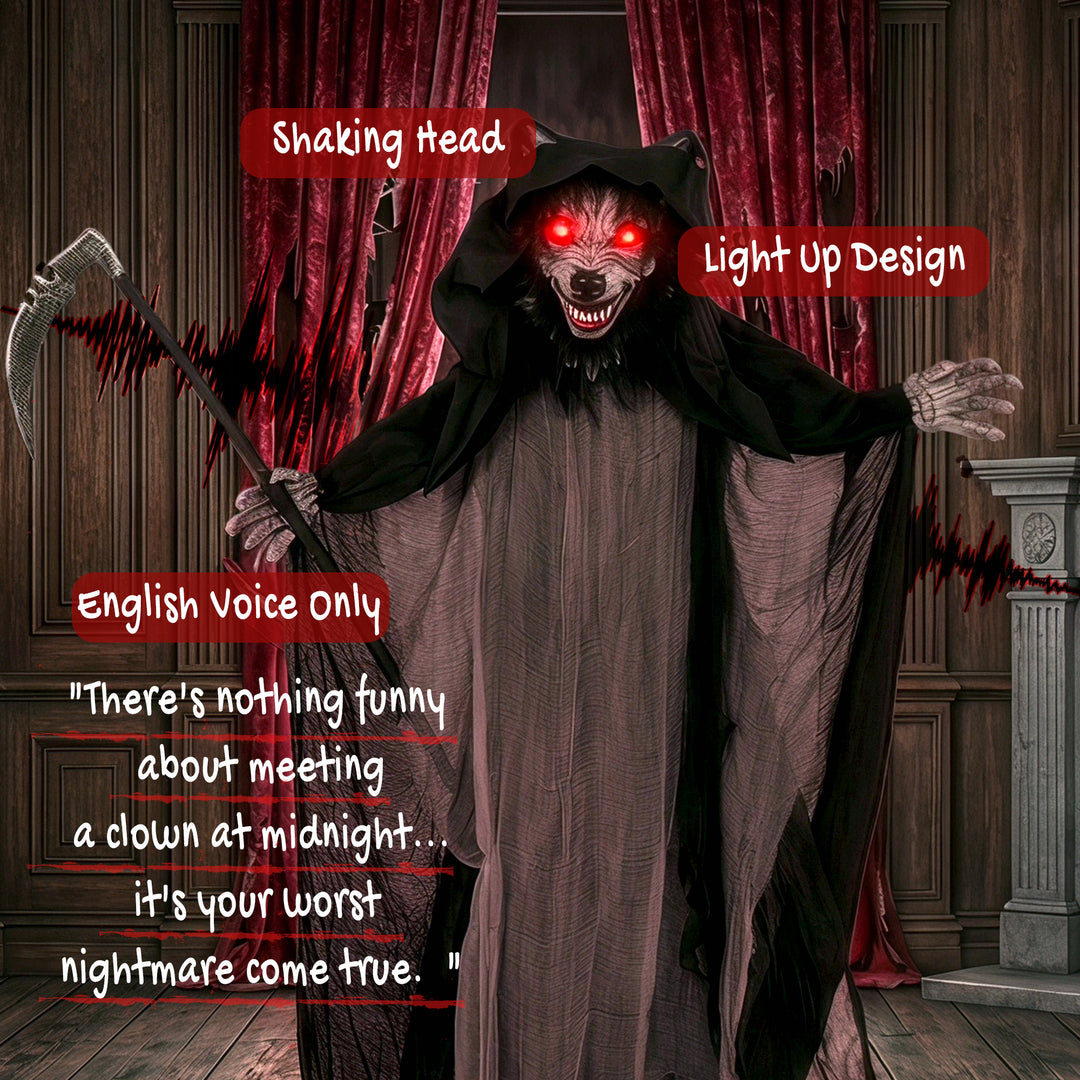 Halloween Standing Werewolf Animated Decoration with Light-Up Eyes, So