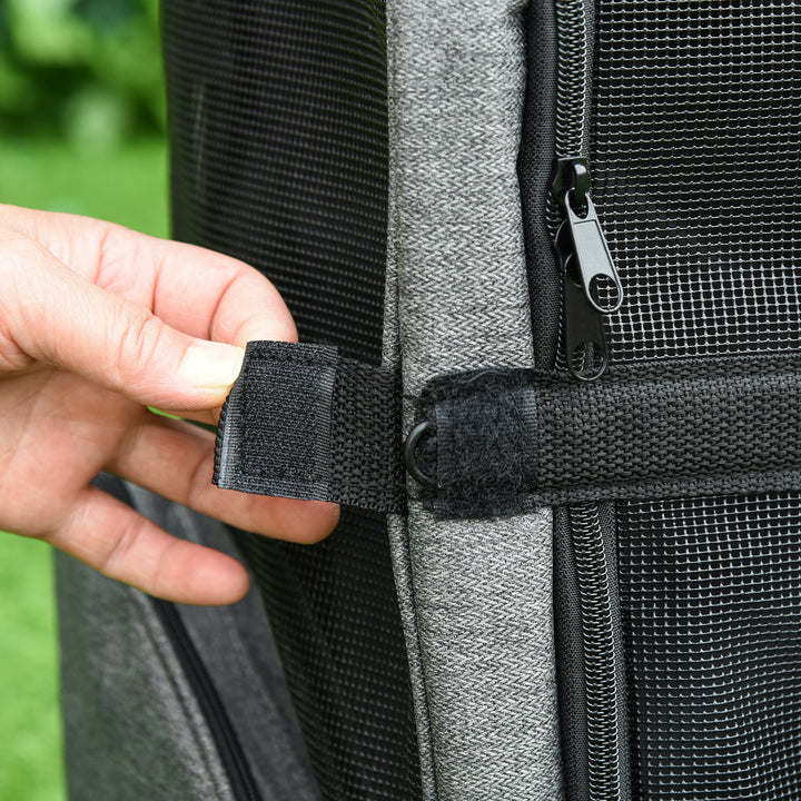 Pet Travel Backpack Bag Cat Puppy Dog Carrier w/ Trolley and Telescopic Handle Portable Stroller Wheel Luggage Bag (Grey)