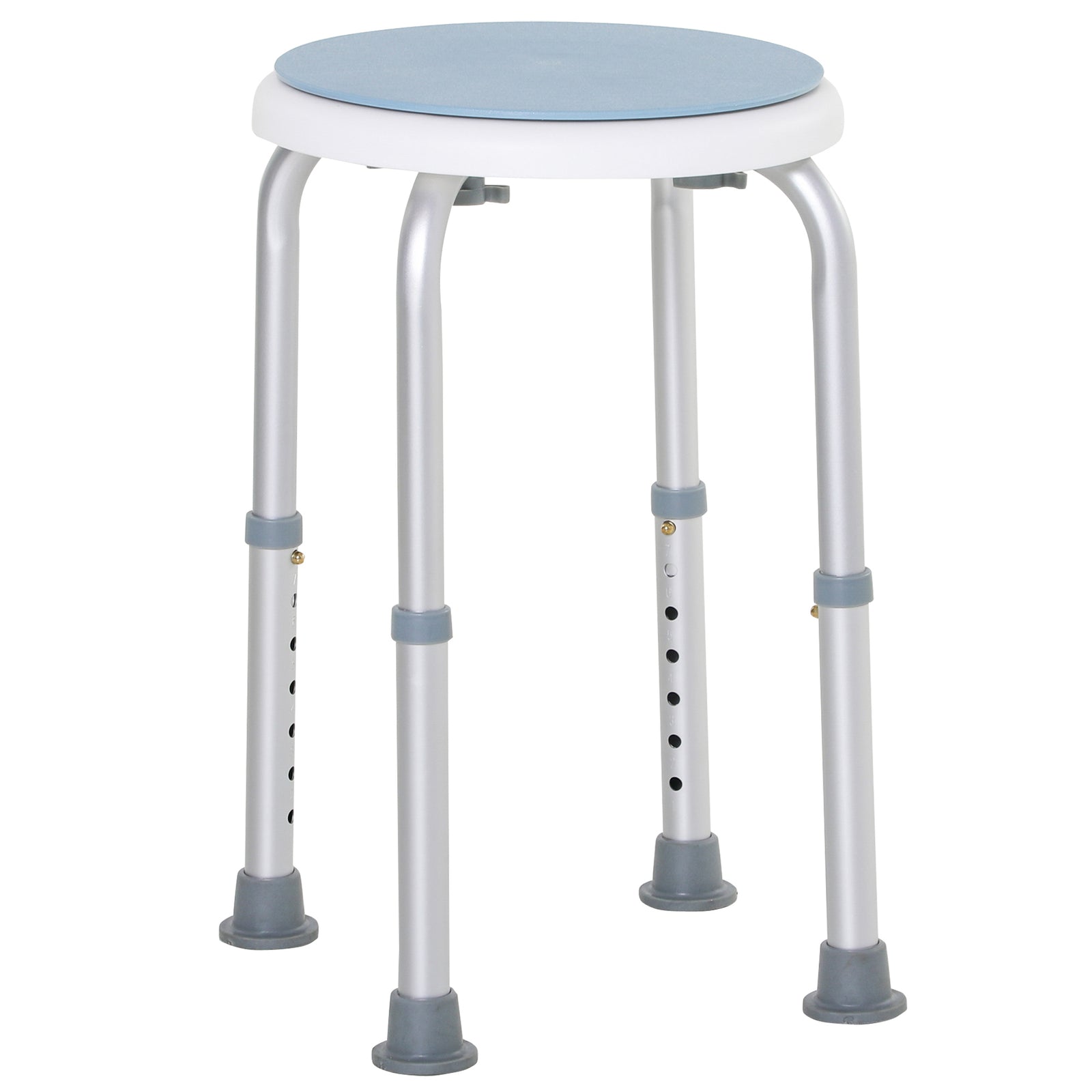 360° Swivel Shower Chair, Height Adjustable Aluminium Shower Stool with Non-Slip Feet for Disabled, Elderly, Blue