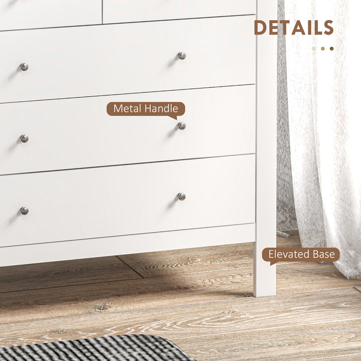 MCL Modern Chest of Drawers, 5 Drawer Storage Cabinet with Metal Handles and Runners for Bedroom, White