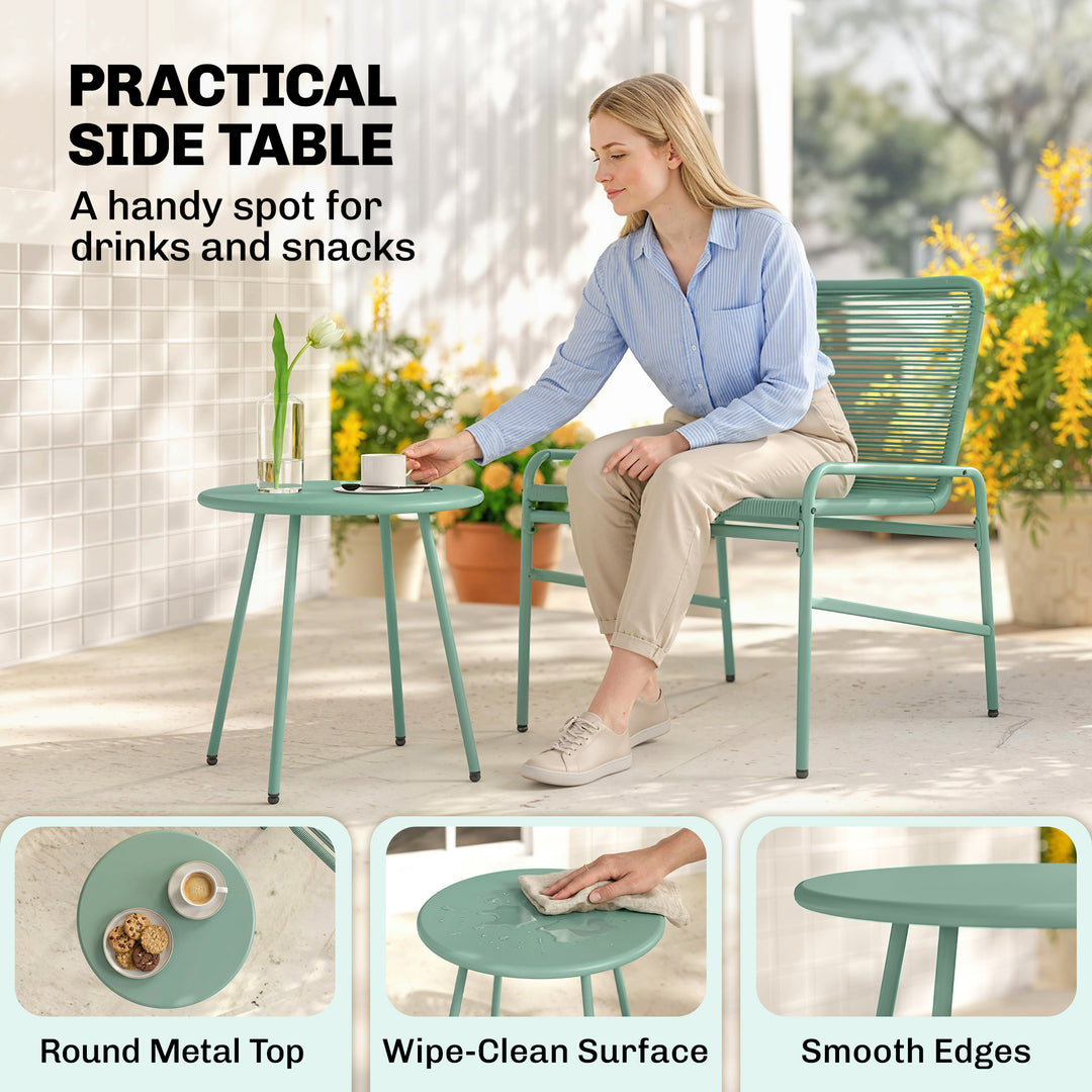3 Piece Rattan Bistro Set, Outdoor Garden Furniture Set with 2 Chairs,