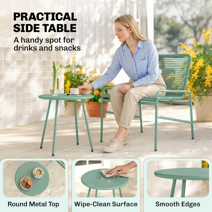3 Piece Rattan Bistro Set, Outdoor Garden Furniture Set with 2 Chairs,