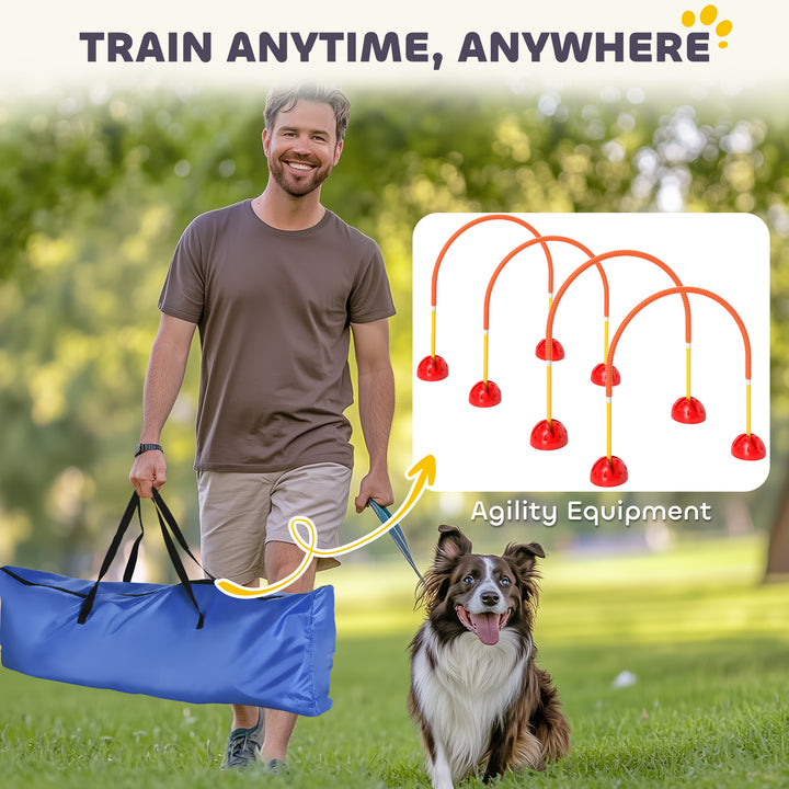 4-Piece Dog Agility Training Equipment with 4 Adjustable Width Doors, Bag, for Garden, Orange