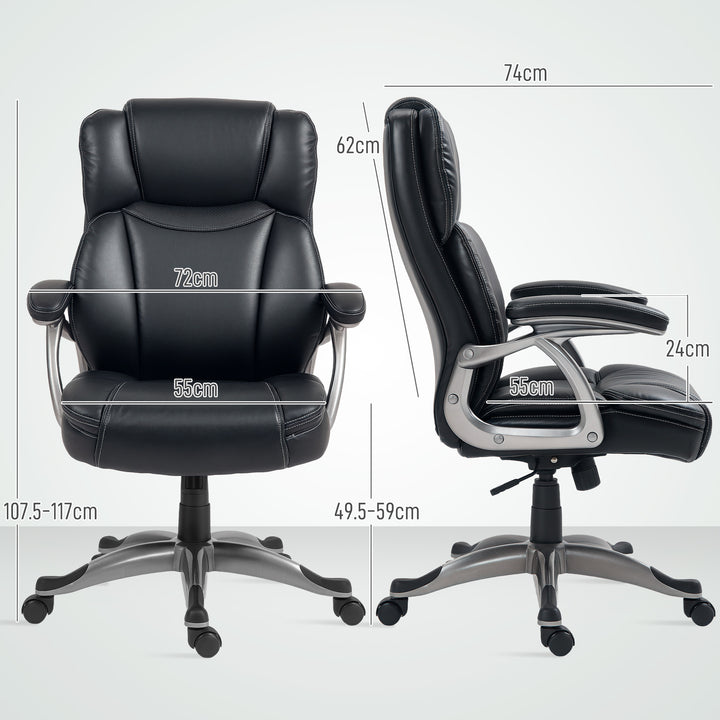 49.5-59cm Faux Leather Office Chair - Black