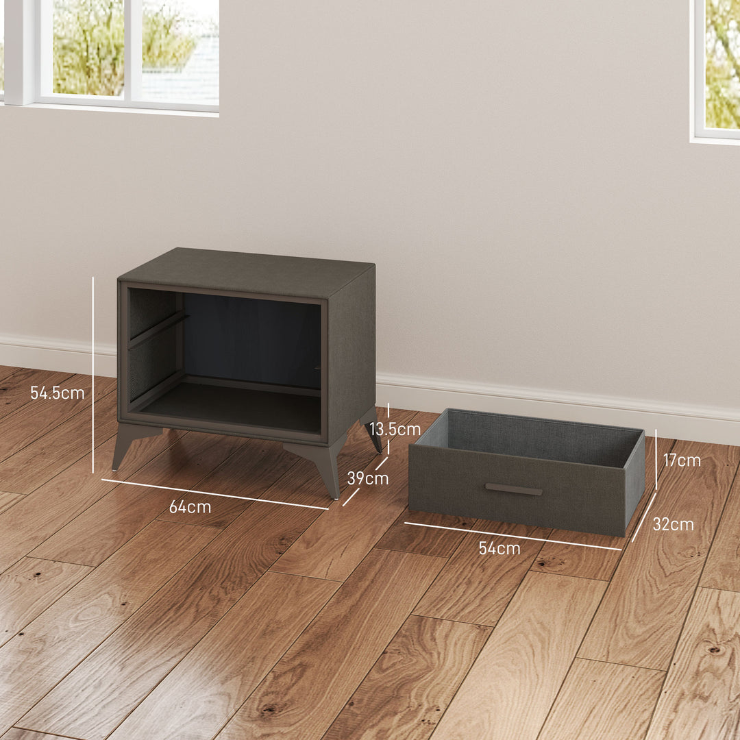 Velvet-Feel Chest of Two Drawers - Brown