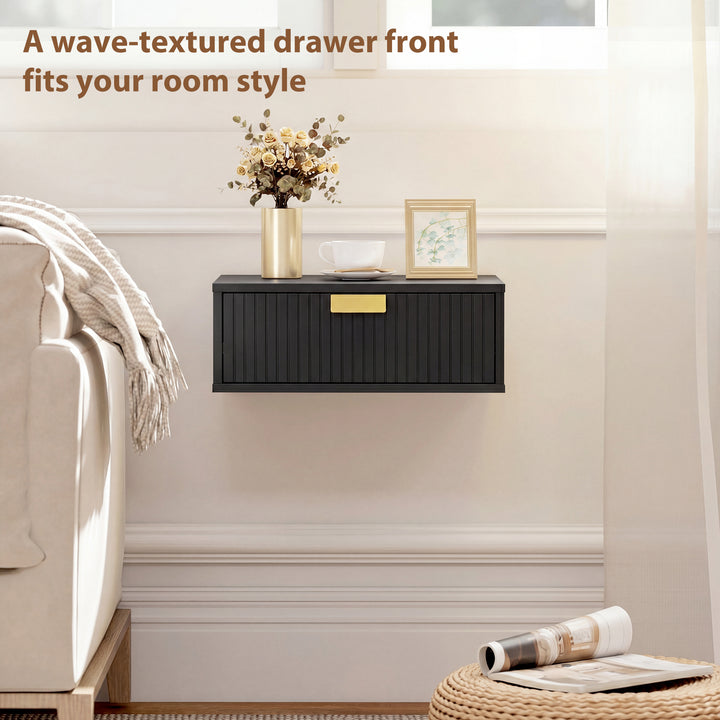 Modern Floating Nightstands Set of 2, Wall Mounted Bedside Tables with