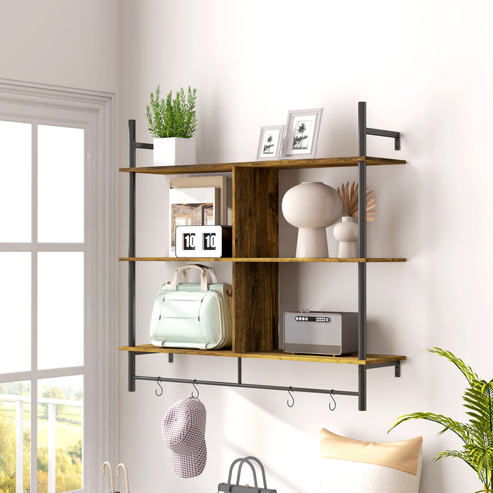 Three-Tier Floating Shelf - Brown/Black