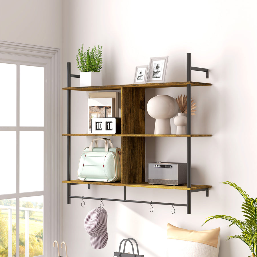 Three-Tier Floating Shelf - Brown/Black