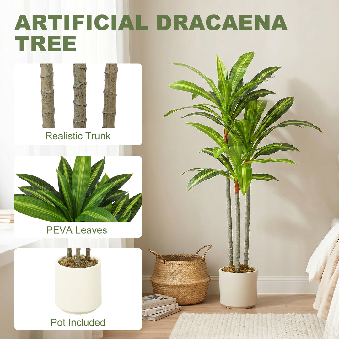 90cm Lifelike Fake Tree, Artificial Dracaena Tree with Bendable Trunks