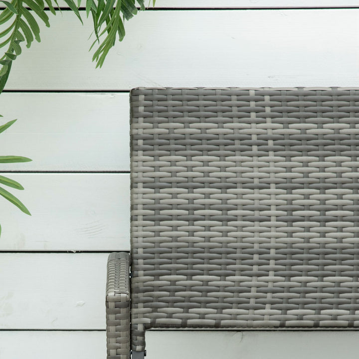 2 Seater Poly Rattan Garden Bench, All Weather Wicker Garden Loveseat, Outdoor Seating Bench with 240 Load Capacity, Backrest and Armrests for Patio, Terrace, Balcony, Grey