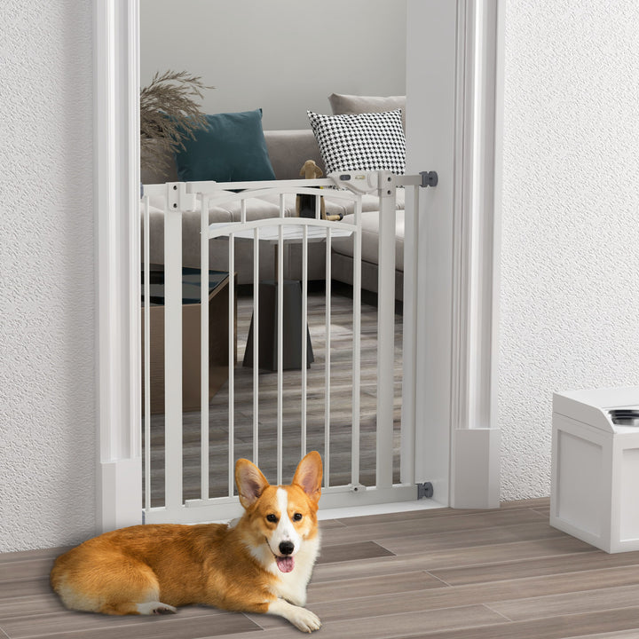 PawHut Pressure Fit Stair Gate, Dog Gate w/ Auto Closing Door, for Small, Medium Dog, Easy Installation, for 74-80cm Opening | Aosom UK