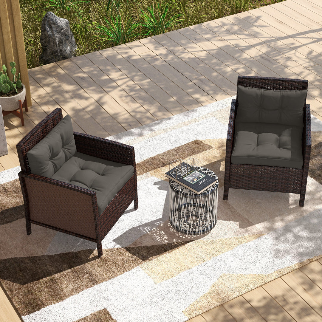 2-Piece Seat Cushions Back Pillows Replacement, Patio Chair Cushions Set for Indoor Outdoor, Charcoal Grey