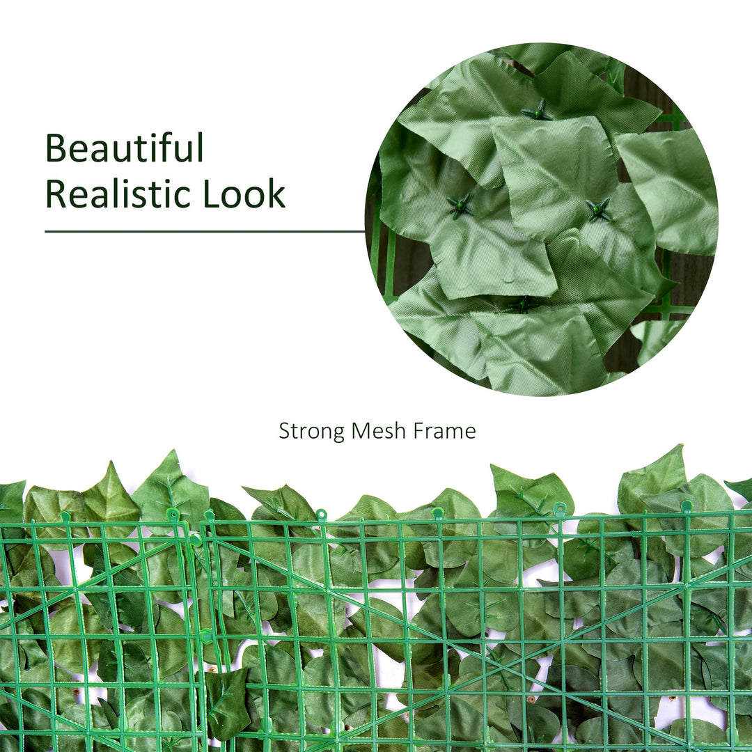 Outsunny Artificial Hedge Screen: Leafy Design for Garden Outdoor Indoor Décor, 3M x 1M, Deep Green | Aosom UK