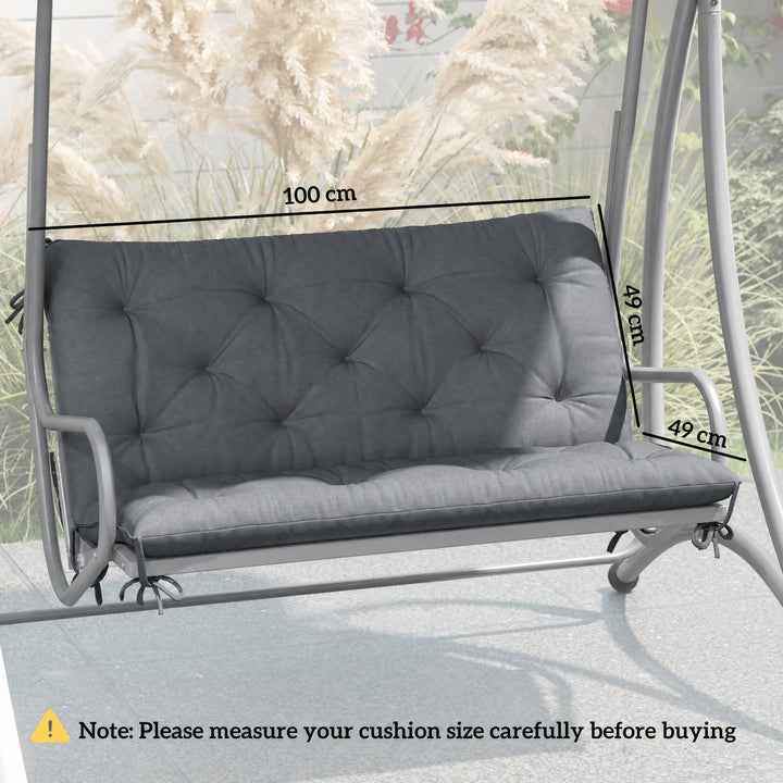 2 Seater Bench Pad, Garden Swing Chair Cushion with Back and Ties, Tuf