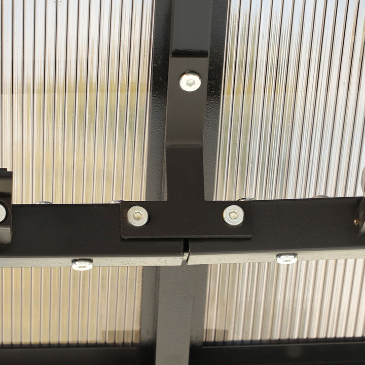 MCL 3 x 3(m) Hardtop Gazebo Canopy with Polycarbonate Roof, Steel & Aluminium Frame, Garden Pavilion with Mosquito Netting and Curtains, Black