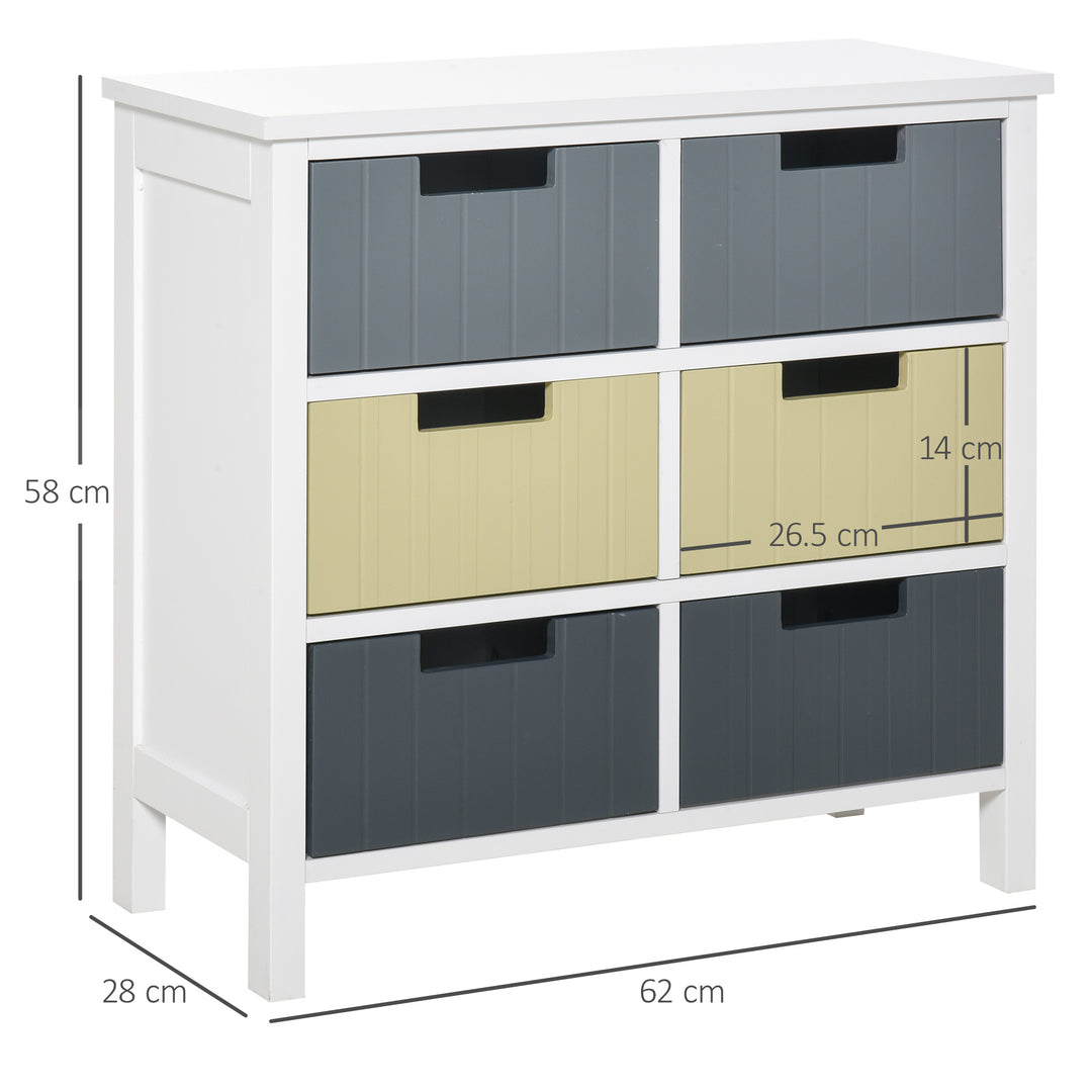 6 Drawer Storage Tower, Dresser Chest with Wood Top, Organiser Unit for Closets Bedroom Nursery Room Hallway