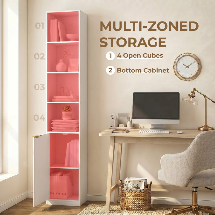 Bookcase Adjustable Shelf Bookshelf Anti-Tip Hardware 6-Tier Storage C
