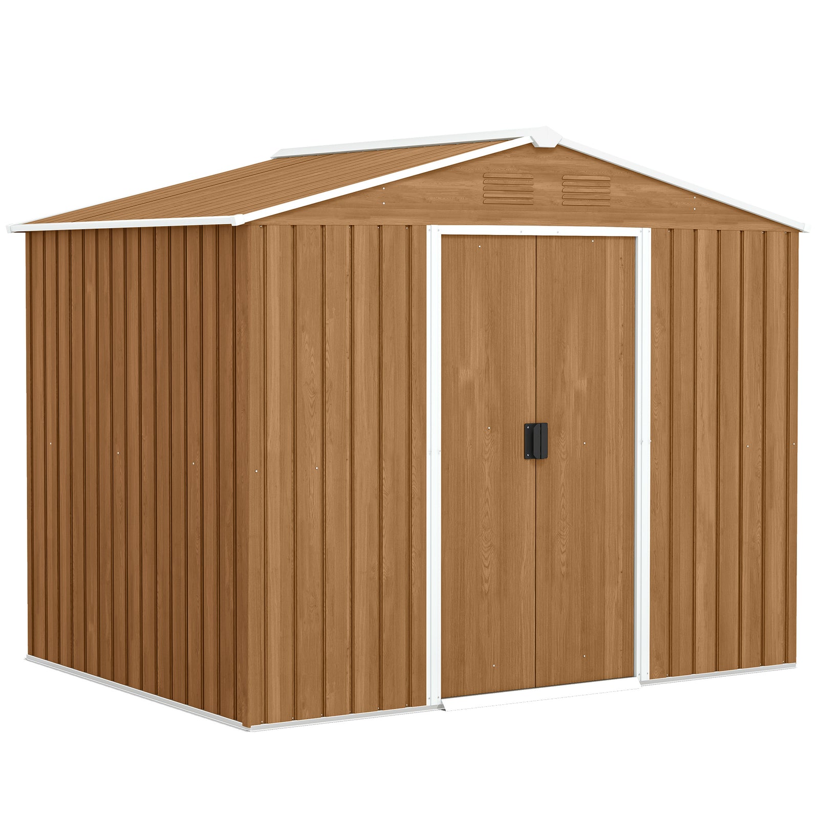 8 x 6ft Galvanised Steel Shed, with Double Door - Brown
