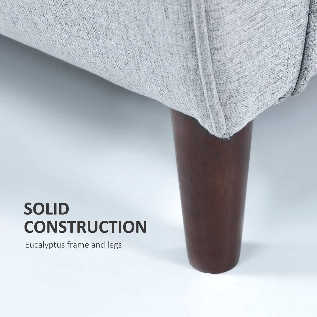 MCL 2 Seater Sofa with Spring Cushion, Fabric Sofa with Wooden Legs, Modern Love Seat for Living Room, 140cm Width Tufted Couch for Bedroom, Light Grey