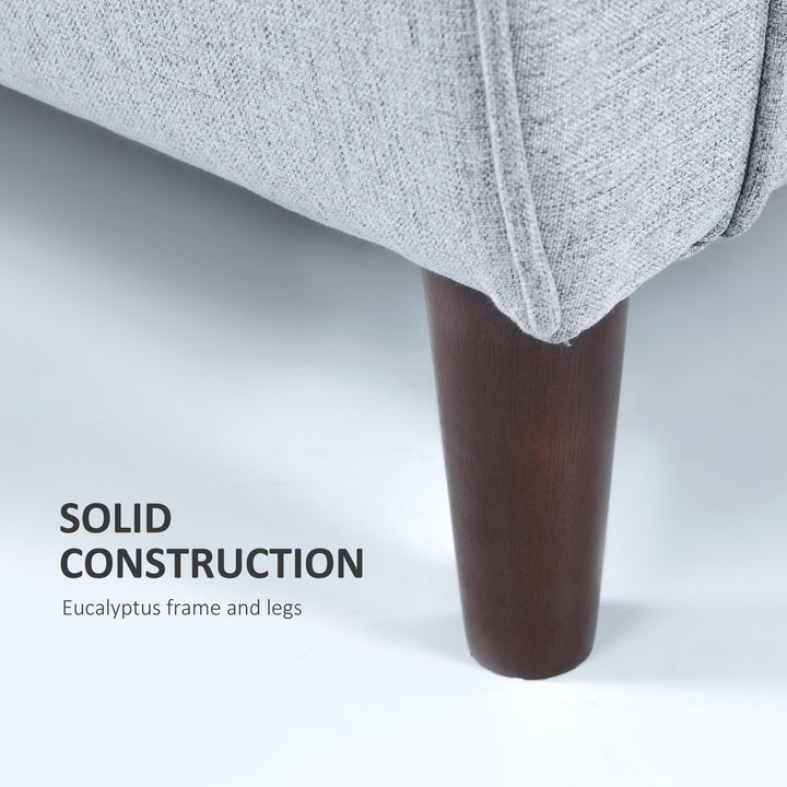 MCL 2 Seater Sofa with Spring Cushion, Fabric Sofa with Wooden Legs, Modern Love Seat for Living Room, 140cm Width Tufted Couch for Bedroom, Light Grey